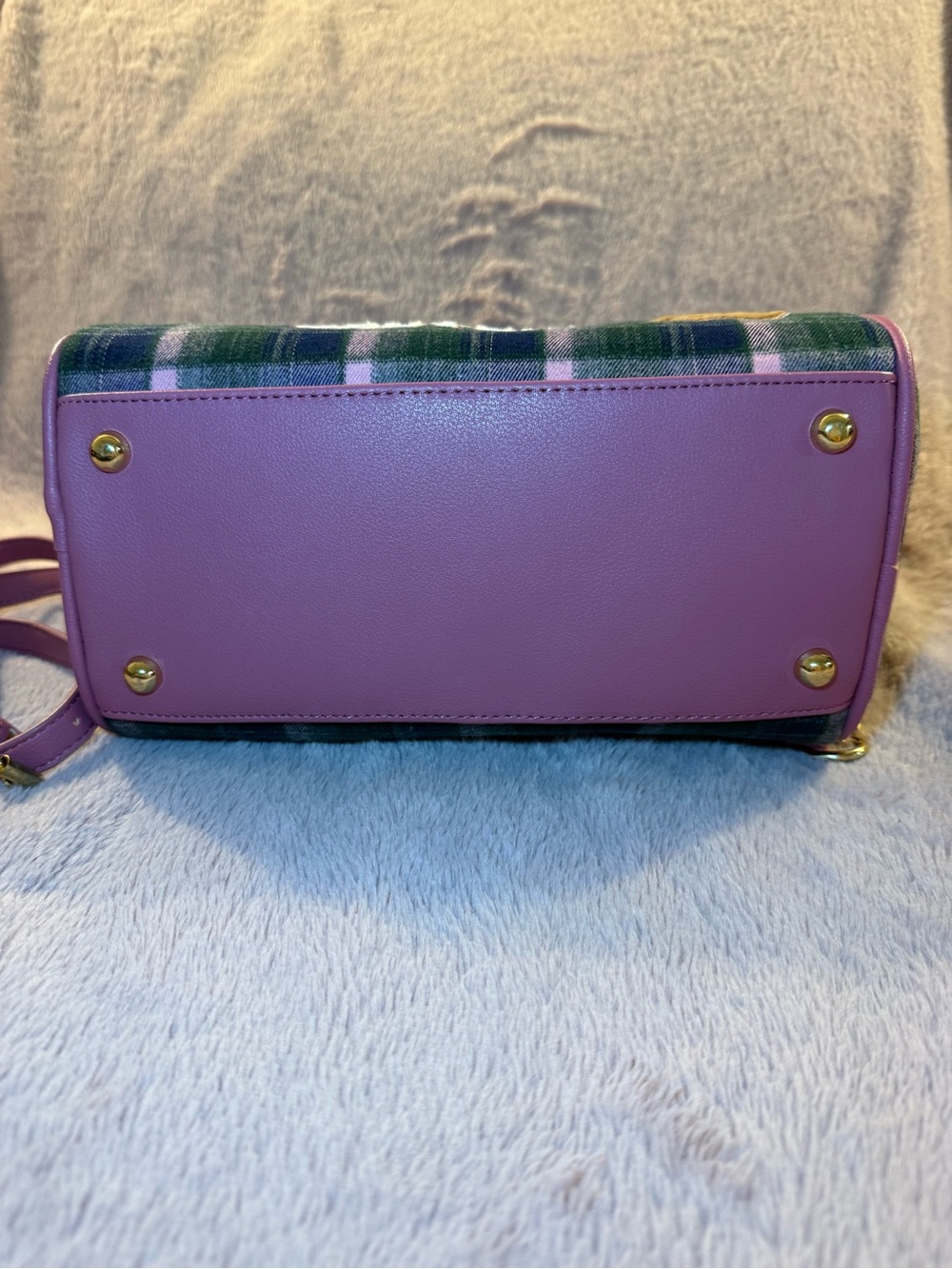 🦩 Juicy Couture Pink Plaid Varsity Satchel Handbag with Plush Charm - Picture 5 of 11